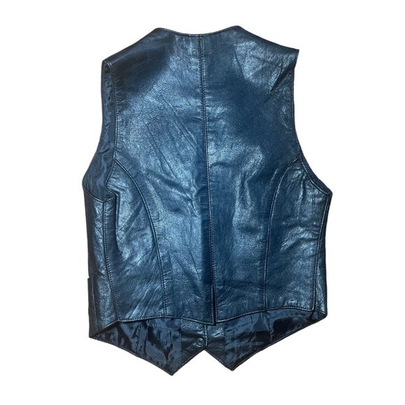 Black Barney's Leather Vest Small - Picture 2 of 5